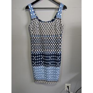 Karl Lagerfield Blue and Black Floral And Cirlcles Dress